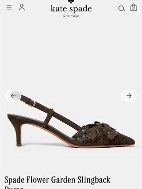 kate spade Burnt Sage Floral Appliqué Slingback Pump - NIB
